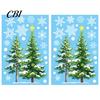 Christmas Glass Decal 2Pcs Snowflake Window Clings, Winter Green Pine Tree Static Easy Apply Sticker Stickers, Snow Dots Xmas Decals for Home