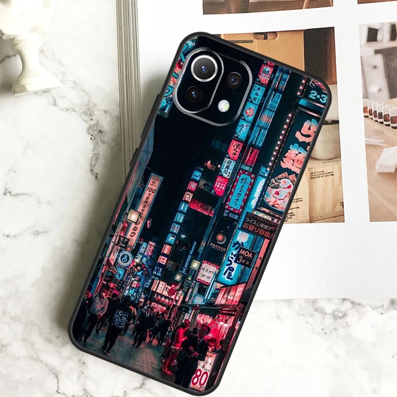 Japanese Night City Aesthetic Case For POCO M6 Pro F3 F5 M5s X3 X5 X6 Pro Xiaomi 14 13 Ultra 11T 12T 13T Pro 12 Lite Cover