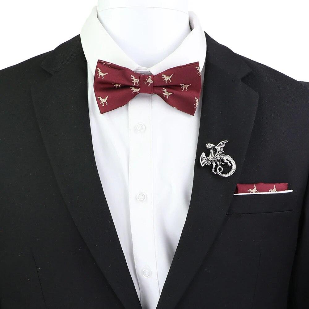 Набір краваток-метеликів, візерунок із зображенням черепа-дракона, чоловіки, платок із метеликами, брошка з китицями, весілля, вечірка на Хелловін,