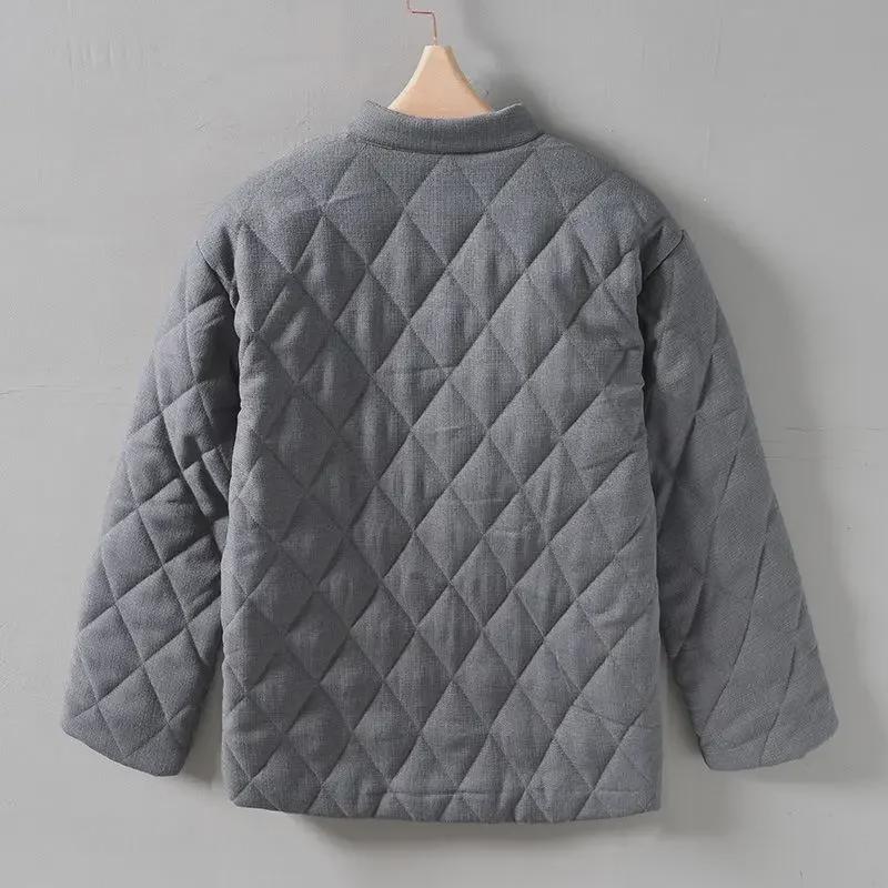 L113 Men's Retro Chinese Stand Collar Casual Cotton Coat