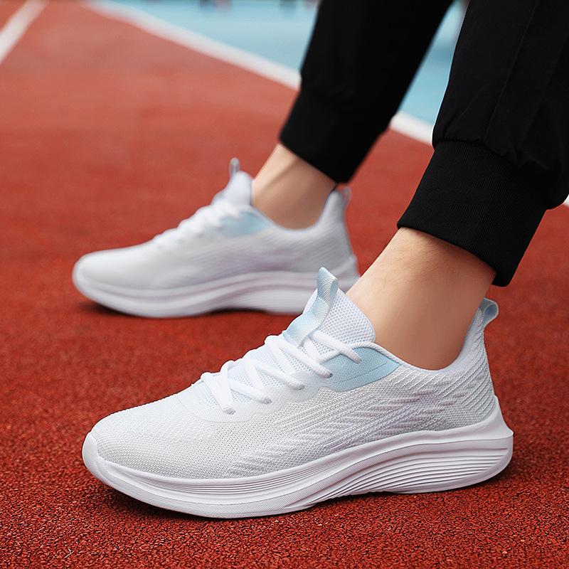 

2025 large size flat-bottomed sports shoes mesh shoes breathable running shoes lightweight color matching fashion trend men s shoes 45