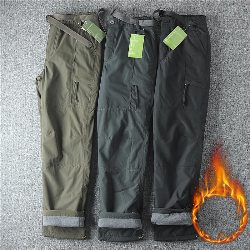 Tooling Pants Thick Waterproof Fleece Cargo Pants Men Women Winter Outdoor Multi-pockets Loose Straight Overall Trousers
