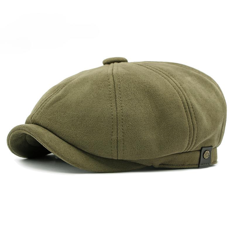 spring Men's Suede Beret  Summer Caps for Men Women Artist Painter Octagonal Beret Hat Flat Cap Male Female Plaid Beret Cap