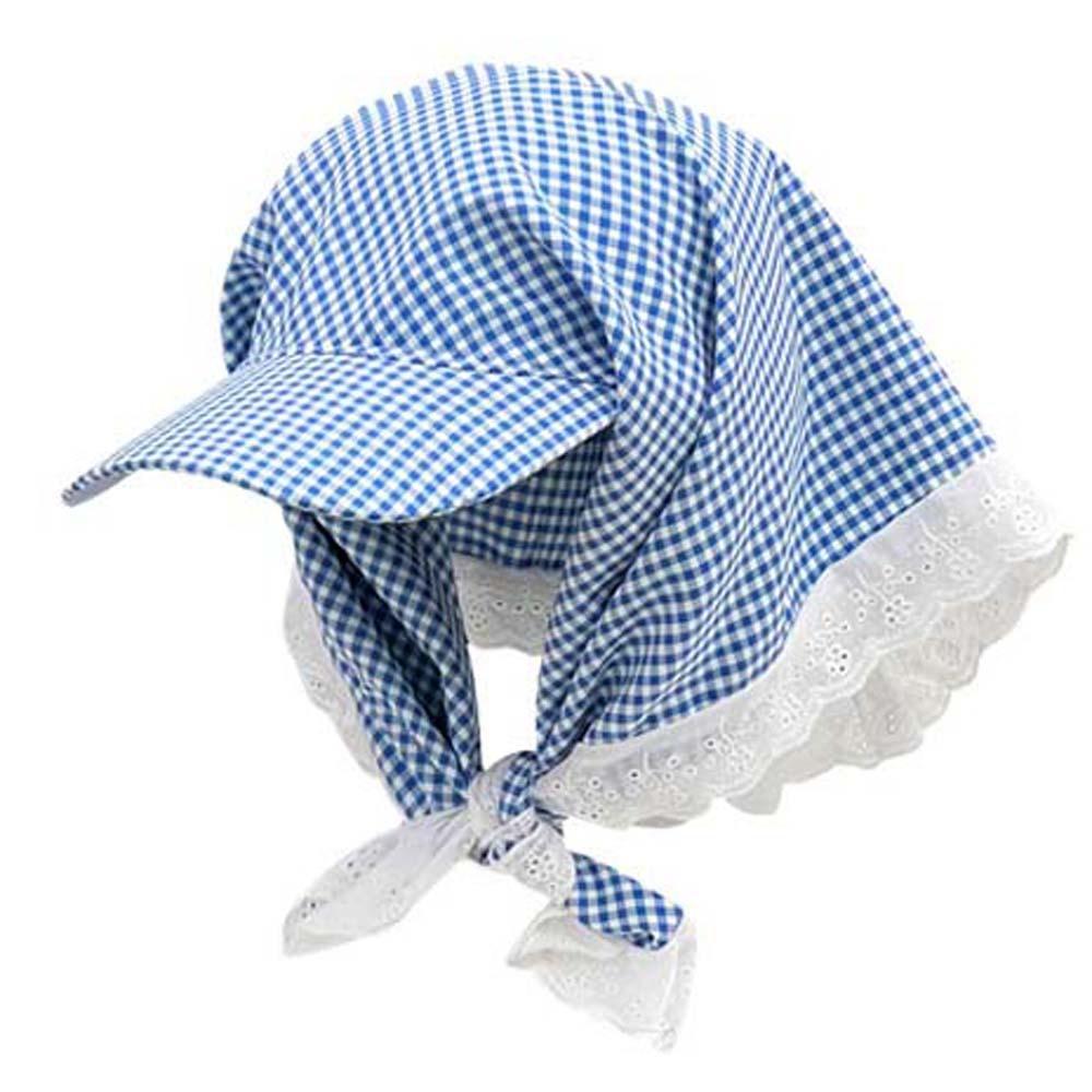 Driving Rural Style Headscarf Baseball Hat Plaid Cotton Triangle Headscarf Hat Soft Sunshade Scarf Peaked Cap Summer Outing