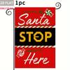 2D AT 1pc Double-Sided Garden Ag Santa Stop Here Candy Cane Pattern Polyester Fabric, Perfect for Patio, Garden,