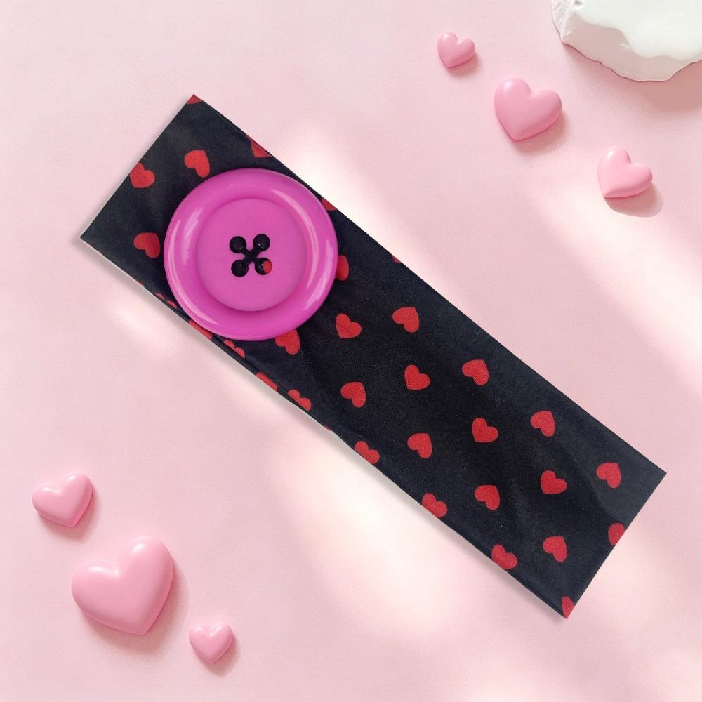 Large Button Elastic Hairband Colorful Heart Polka Dot Headband High Quality Button Hairband