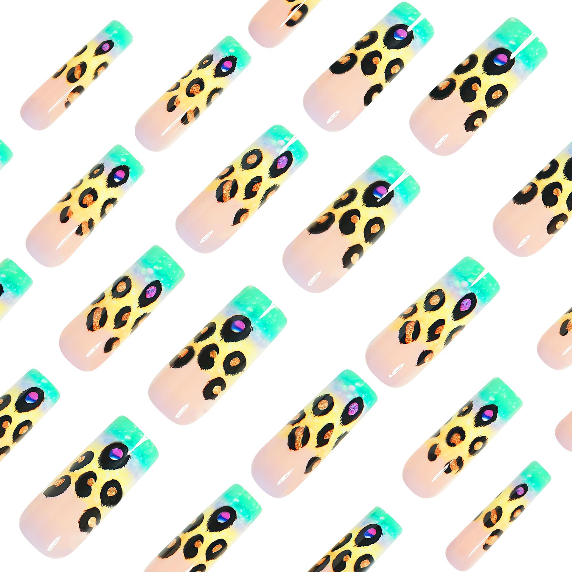 

Green Leopard Print Removable Nail Art Patch Purple Gas Colorful Whitening Nail Patch