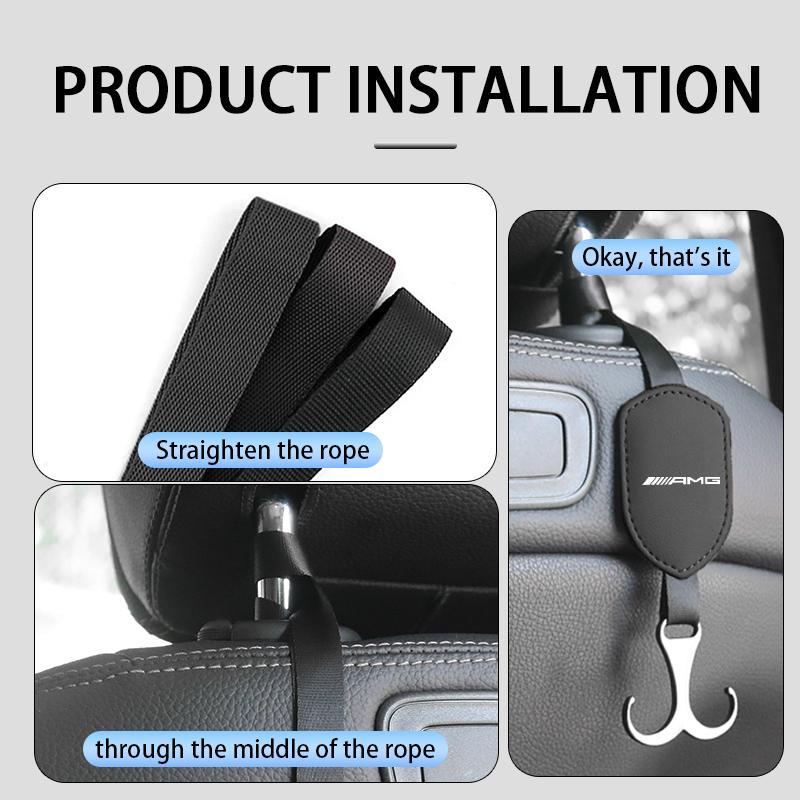 Car Seat Back Hook Leather Hanger Storage Holder Organizer For Mercedes Benz AMG W204 W205 W203 W211 W201 W210 W108 W124 W126 BF1