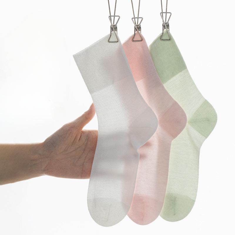 

Female Summer Breathable Antiodor 7A Antibacterial Foot Cool Feeling Loose Mouth Yuezi Tube Socks 1 pair чорний