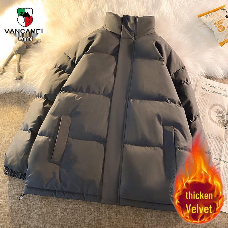 VANCAMEL Men s Stand Collar Lamb Wool Lined Winter Padded Jacket 2XL