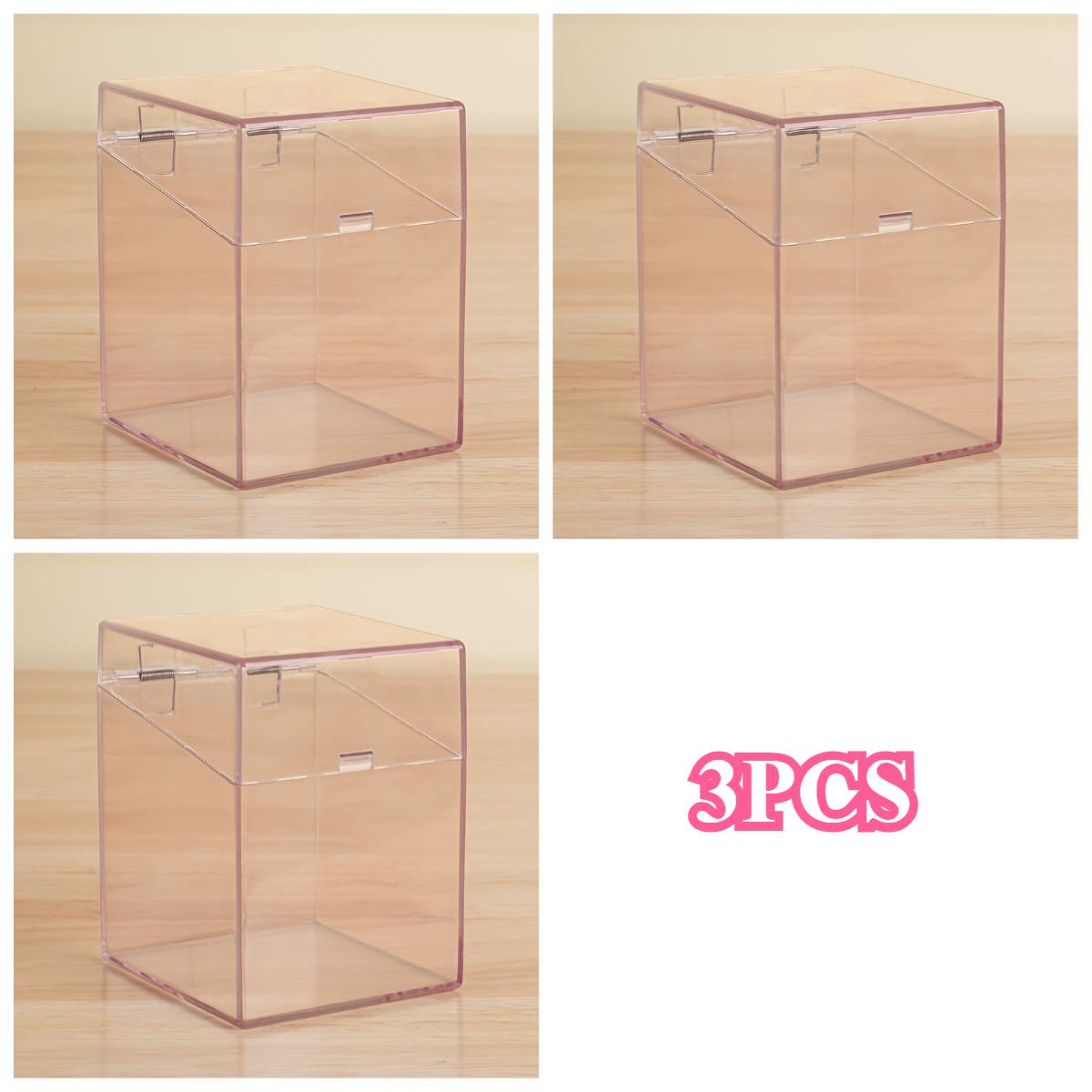 6pcs Large Capacity Plastic Hinged Lid Storage Boxes Transparent Desktop Organizer for Trading Cards Collectibles Supplies Parts