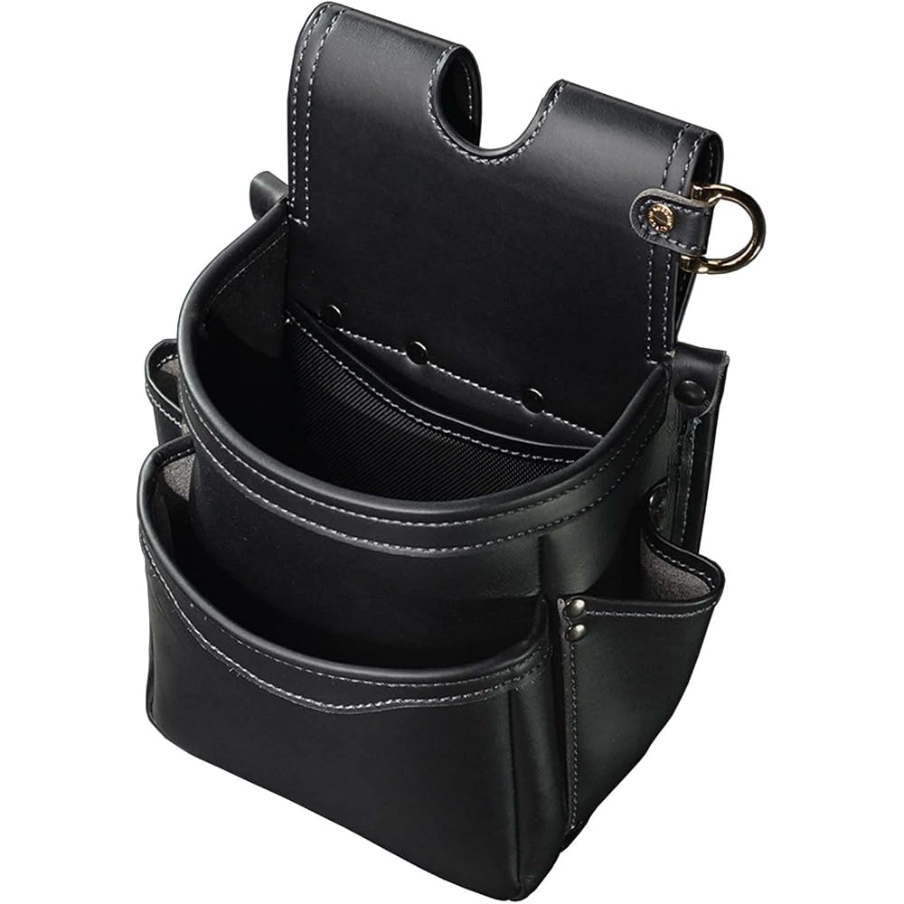 Fujiya (Fujiya) waist bag 2-tier black gold LIGHT PU LEATHER SERIES AB-22BG