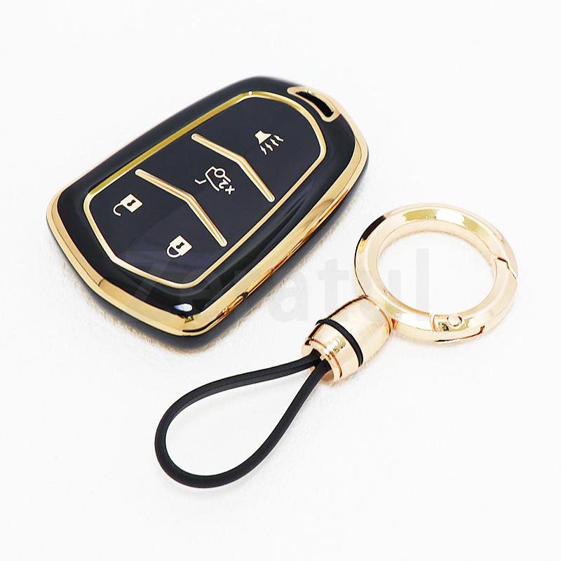 Auto Shell Fob Keyless Protector Car Key Case Cover 4 Buttons For Cadillac - Escalade Ats Cts Ct6 Xts Xt5 Srx
