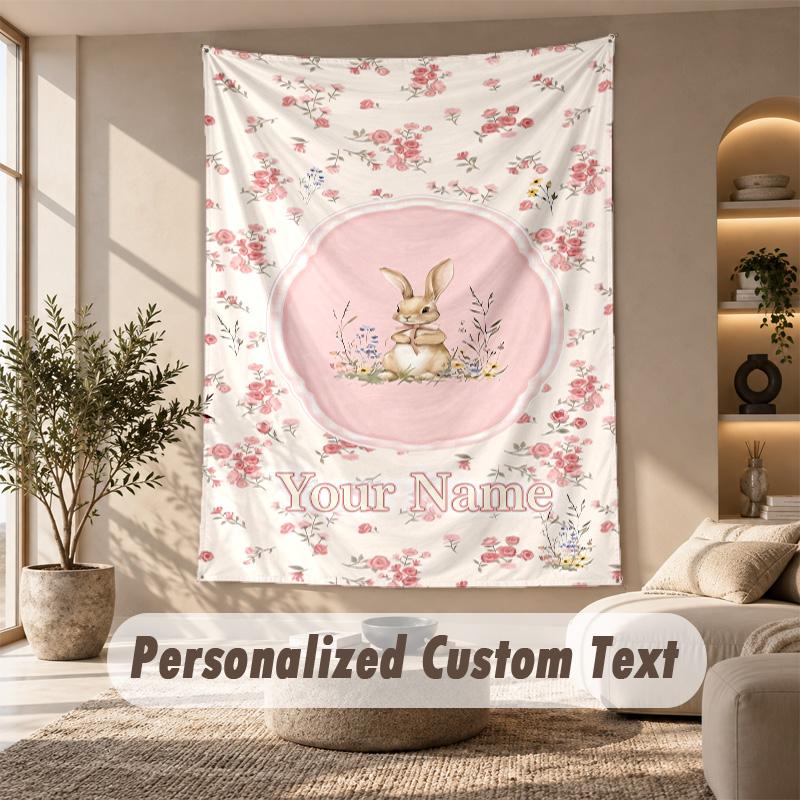 Peter Rabbit Tapestry, Personalized Custom Text, Wall Hanging Tapestry For Living Room Home Wall Decor