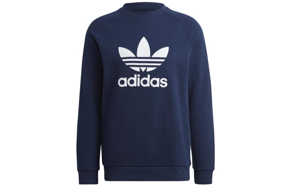 Adidas Originals Sweatshirts Men s Dark Blue Crew Neck Moderate Regular HK5294 XL