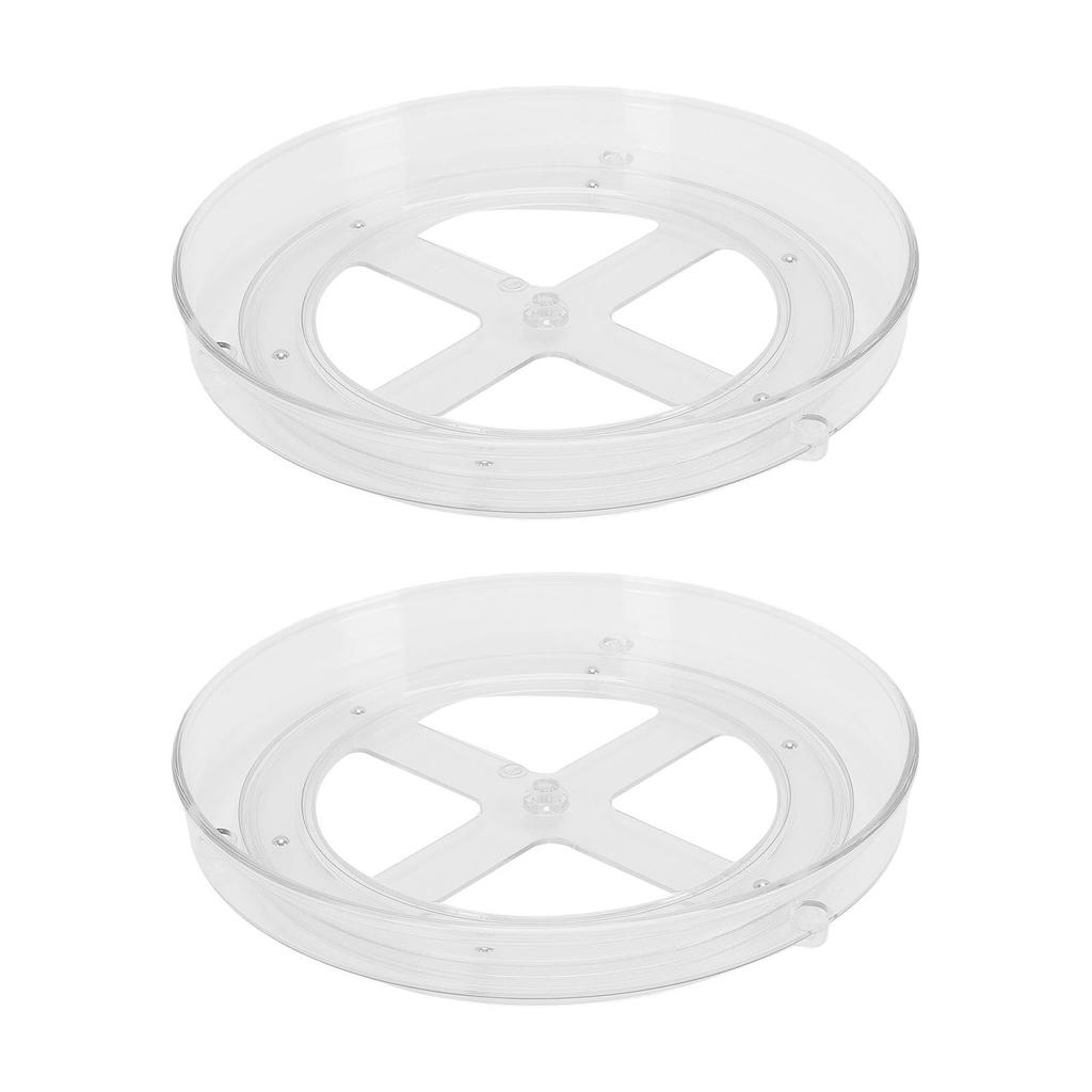 2PCS Transparent Cabinet Turntable 360 degrees Rotation Versatile Transparent Rotating Perfume Organization For Refrigerator Pantry Wardrobe