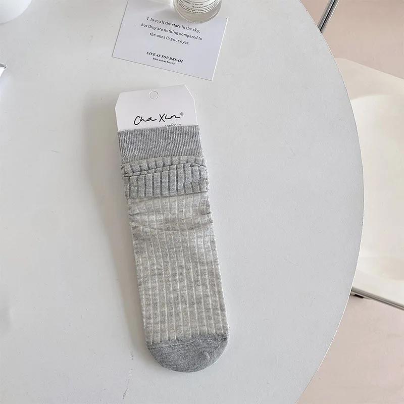 Breathable Summer Thin Women Socks Japanese Fashion School Girls Loose Long Socks Korean Style Solid Color Black White Socks Sox