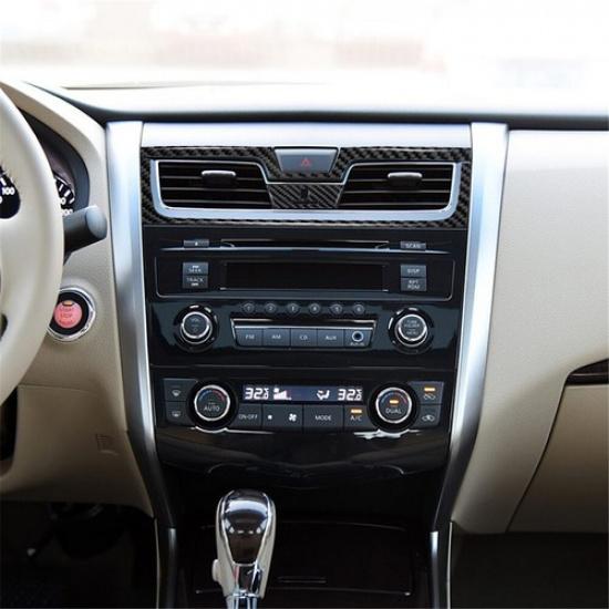 3Pcs Carbon Fiber Center Air Vent Outlet Cover Trim For Nissan Altima Sedan