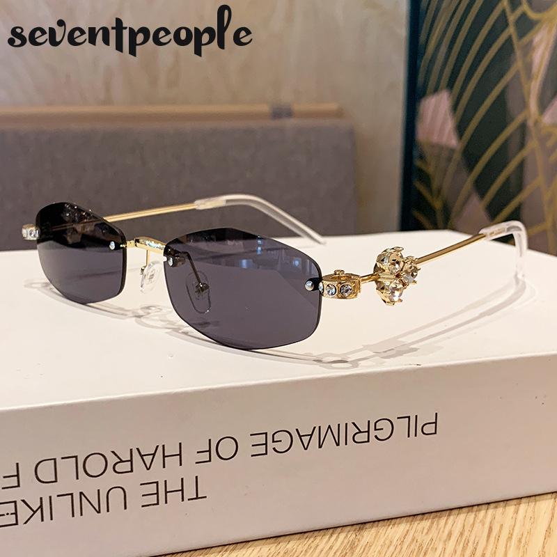 Small Frame Rhinestone Polygon Sunglasses Women  Luxury Brand Fashion Y2K Punk Metal Sun Glasses Retro Prescription Eyewear