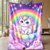 Rainbow Cat Dreamscape 1 Theme Blanket Lightweight Warm Flannel Blanket Decorative Throw Blanket for Home Decoration