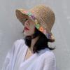 Bohemian Floral Straw Sun Hat for Women Summer UV Protection Foldable Beach Sun Hat