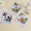 3Pcs 28x28cm Square Cotton Bird Butterfly Flower Printed Small Thin Women Handkerchief Sweat Wiping Towel Wedding Party Gift