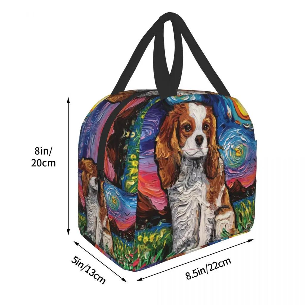 Dog Cavalier King Charles Spaniel Insulated Lunch Bag Resuable Cooler Thermal Lunch Box for Women Kid Picnic Travel