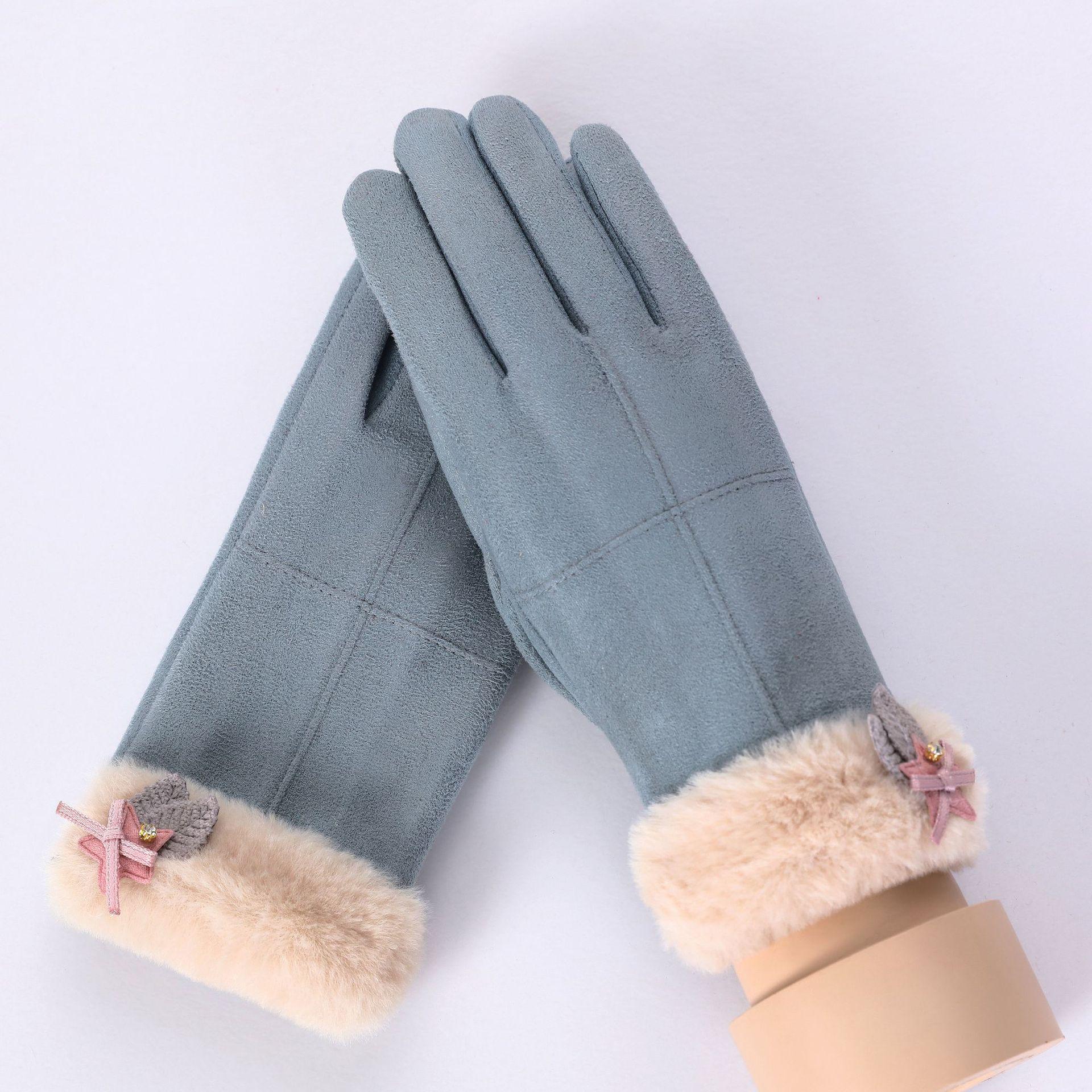 

Велосипедные перчатки для женщин, новые зимние, с сенсорным экраном, замшевые, с флисовой подкладкой, утолщенные, высокого качества one size fits all