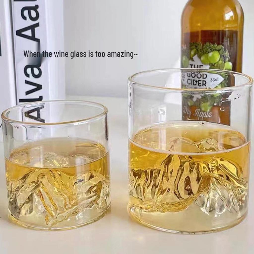 Minimalist Mountain View High Borosilicate Glass Cup - Whiskey, Tea, Water, Juice