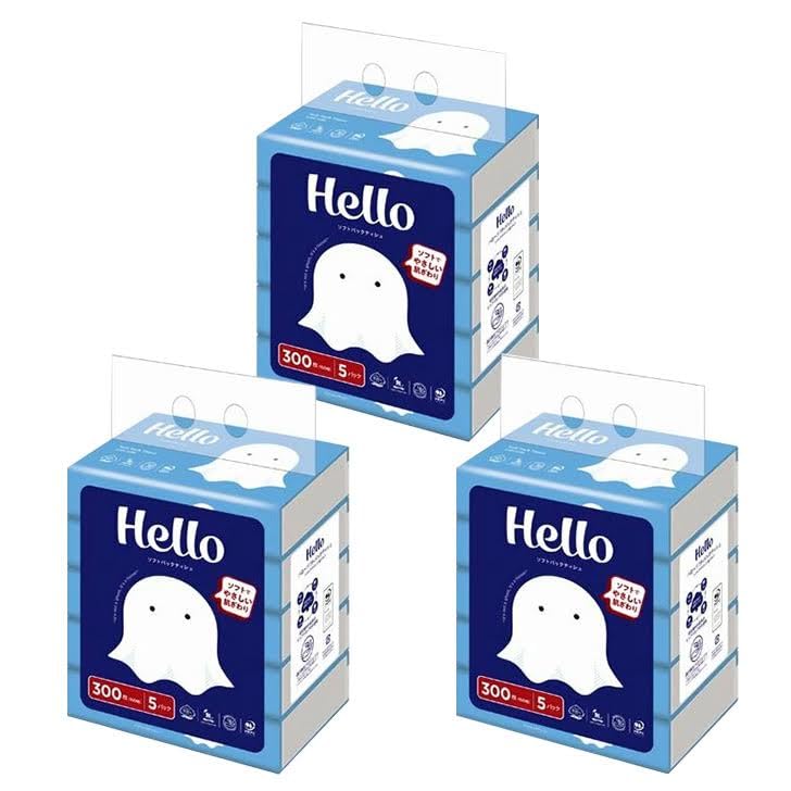 Universal Paper Hello Soft Pack 300 sheets x 5 3 sets Tissues, (150 pairs) packs, белый