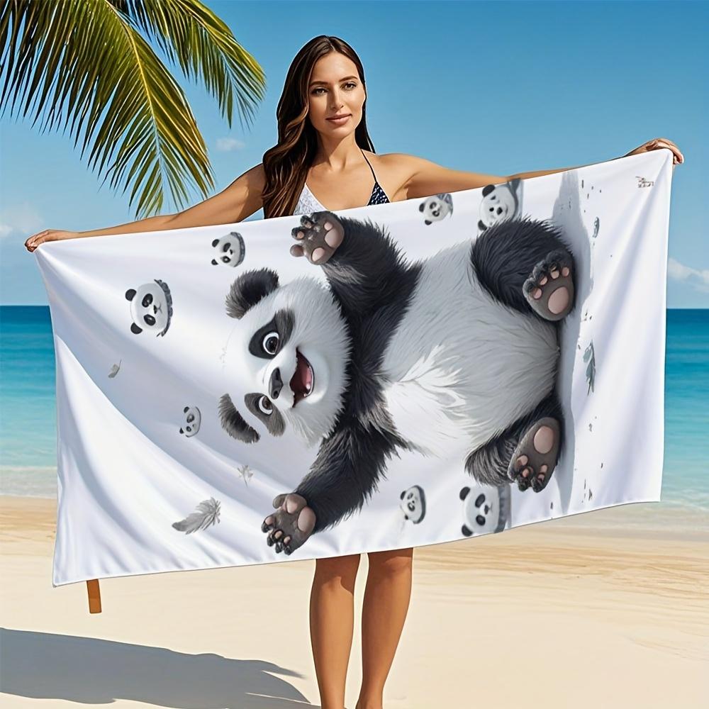 1PC Cute Panda Quick-Dry Microfiber Bath Towel Soft Absorbent Compact Ideal for Swimming Travel Everyday Use Beach Accessories