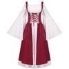 Medieval Women Victorian Long Red White Dress High Waist Design Parties Cosplay