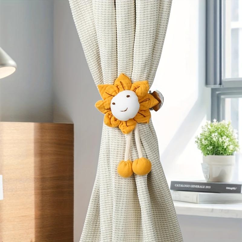 1pc Cotton and Linen Sun Flower Curtain Clip, Suitable for Home, Bedroom, Office