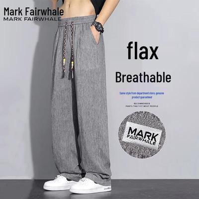 Men's Linen Blend Straight-Leg Trousers