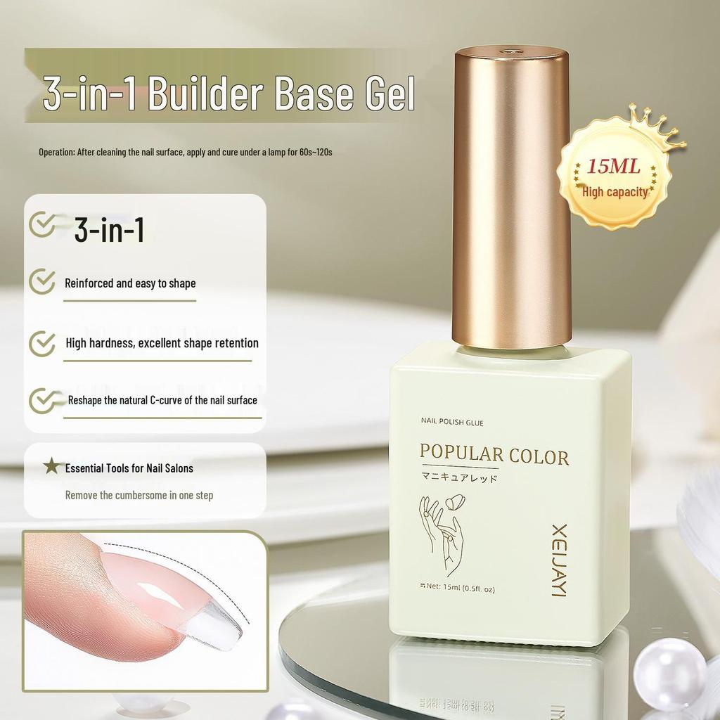 15ml Gel Polish Base & Top Coat Set with Reinforcing Matte Tempered Gel for Nail Salons