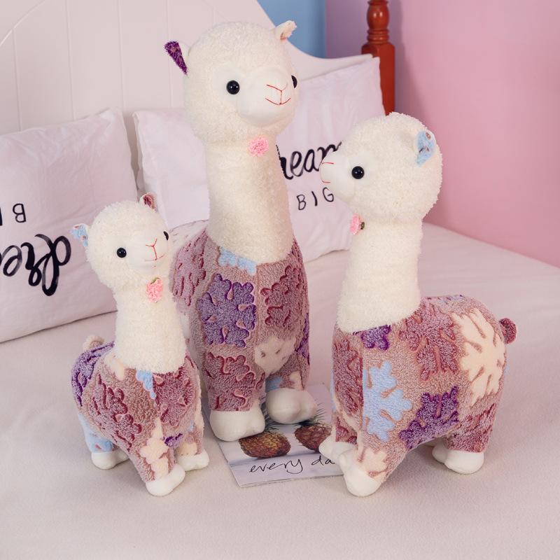 Cute snowflake alpaca plush toy doll doll throw pillow children's birthday gift living room ornament