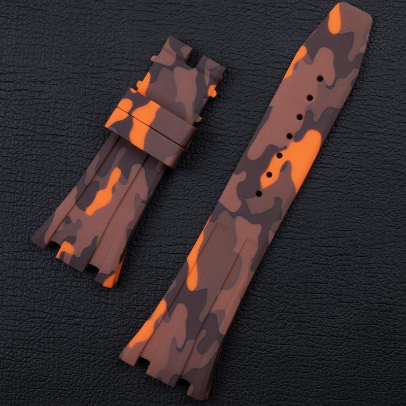 Transfer Camouflage Soft Quality Rubber Watchband For AP Strap 26mm Bracelet Fold Butterfly Buckle For 15500/15400/26331 Belt