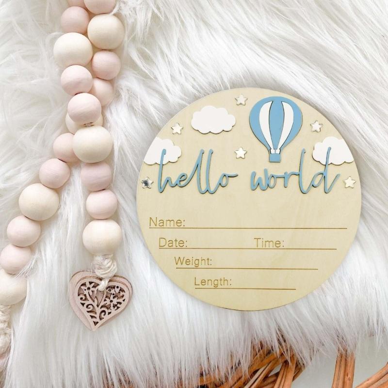 Wooden Baby Birth Announcement Plaque With Customizable Name And Date For Nursery Decoration