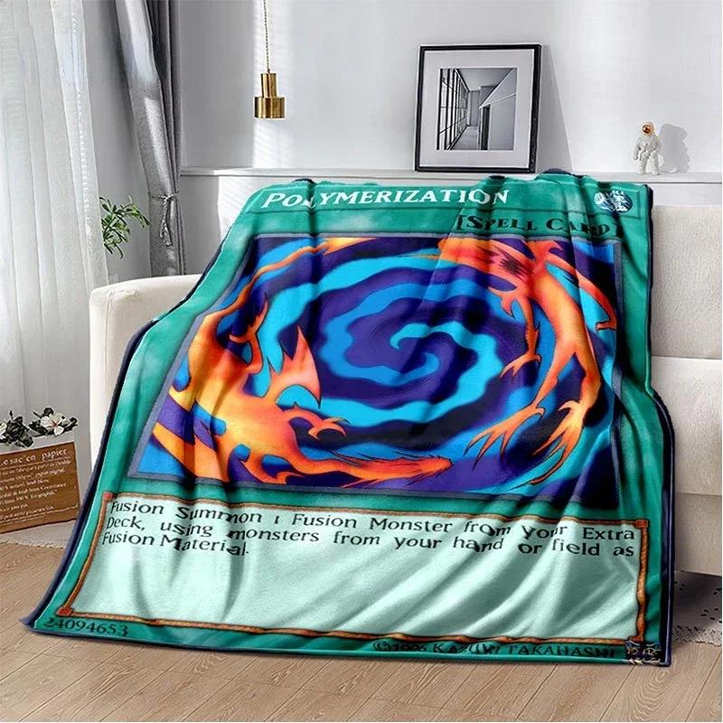 Anime Yu Gi Oh Card Throw Blanket Blue Eyes White Dragon Anime Cartoon Soft Plush Blanket Bedroom Bedspread Home Decor#(16)