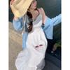 Elegant Plus Size French Summer Dress & Cardigan Set - Long Sleeve, Waist-Cinching, Gentle Style, Slimming.