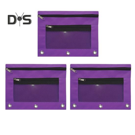 3-częściowy piórnik, 3-ringowy segregator, duża pojemność, etui na ołówki, przezroczyste okienko, siatka Oxford, torba na ołówki