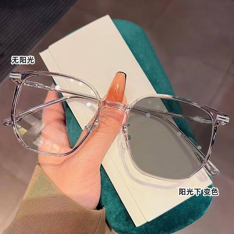 

New Photochromic Glasses Anti Blue Light Large Frame Eyeglass Frame Photochromic Gray Myopia Glasses 0 серый