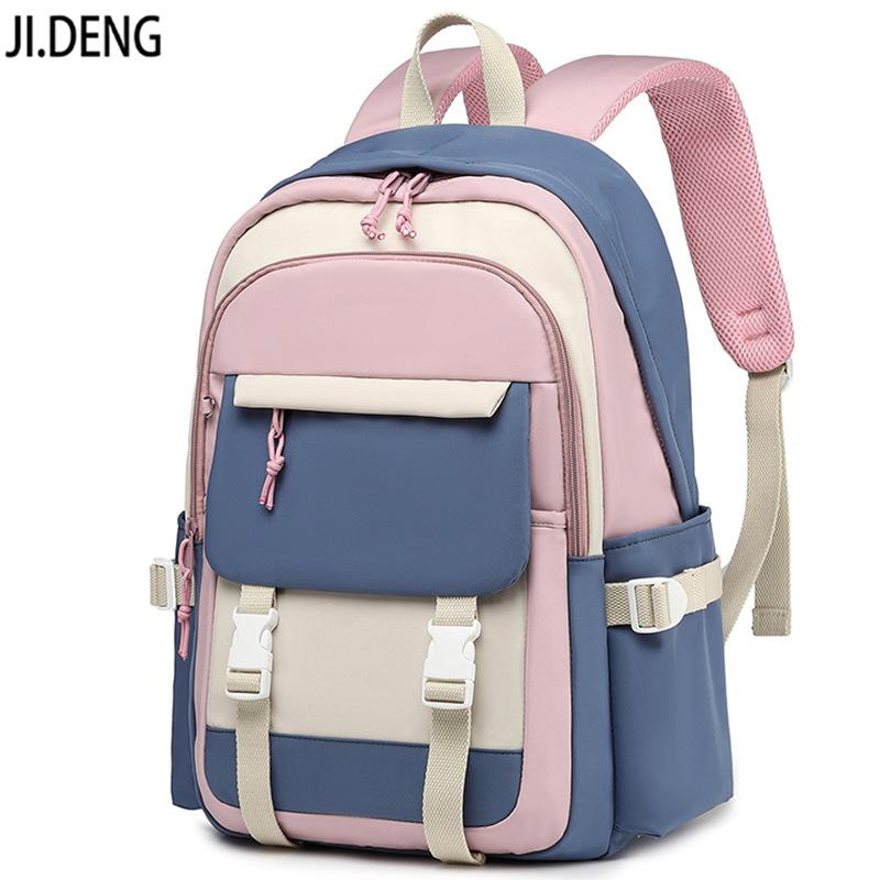 

Backpack large capacity high junior high school women s backpack travel schoolbag men s gift bag printed LOGO синій