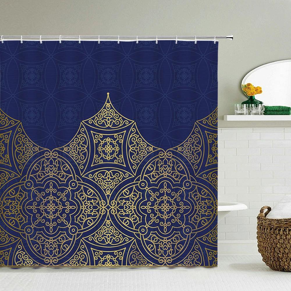 Indian Bohemian Style Shower Curtain Bathroom Waterproof Cloth Printed Mandala Decoration Bath Curtains large 240x180 With Hooks