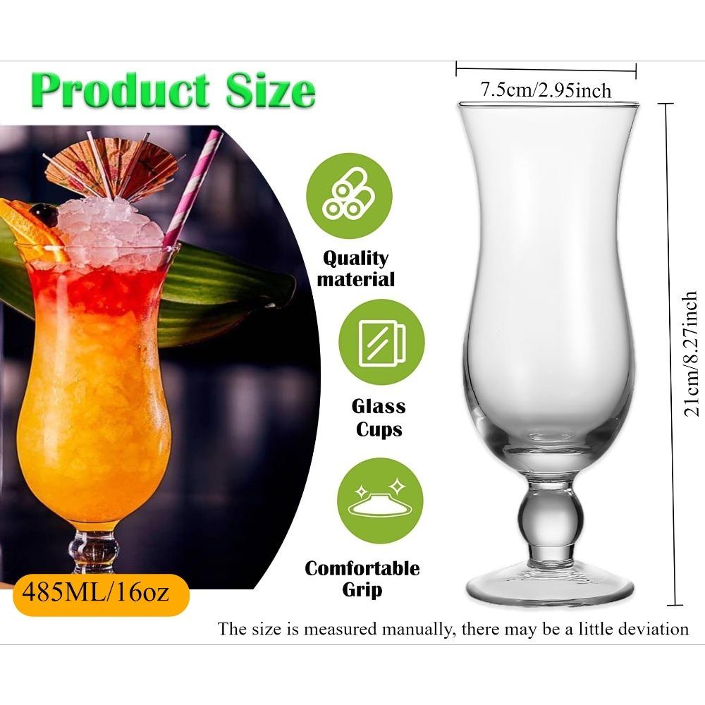 Verre Hurricane 485ML Verre Transparent Tasse à Jus Adapté pour Restaurants Traiteurs Cuisines Matière Plastique 16 Onces