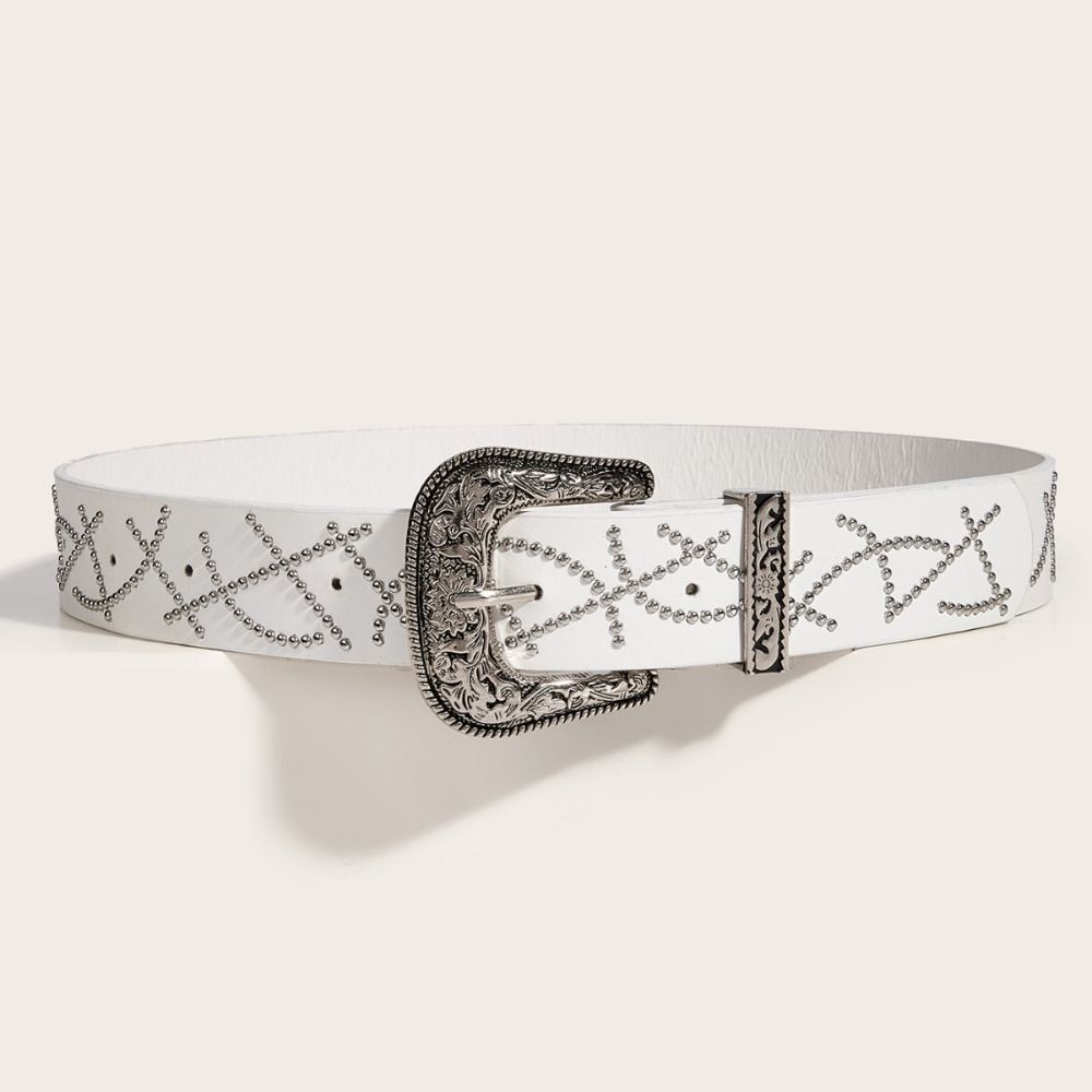 Gothic Buckle Waist Belt Black White Dress Jeans Belt Versatile Women's Belt  Spicy Girls