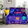 1PC Custom Name K-Pop Neon Celebration Blanket Versatile,all-season Throw Suitable for the Living Room,bedroom,camping,travel,and Gift