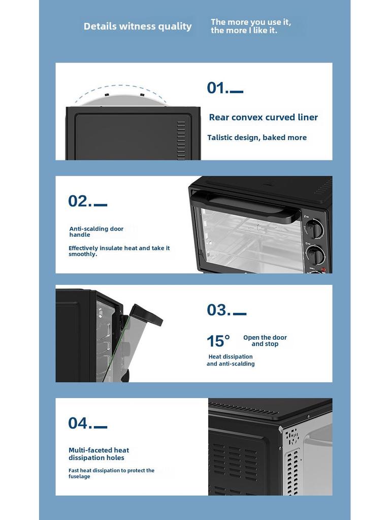 Horno Eléctrico Galanz 32L con Control de Temperatura Uniforme y Funciones de Horneado Multifuncionales