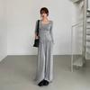 New Arrivals Open Run Women Rayon Long Sleeve T shirT And bAnding panTs seT