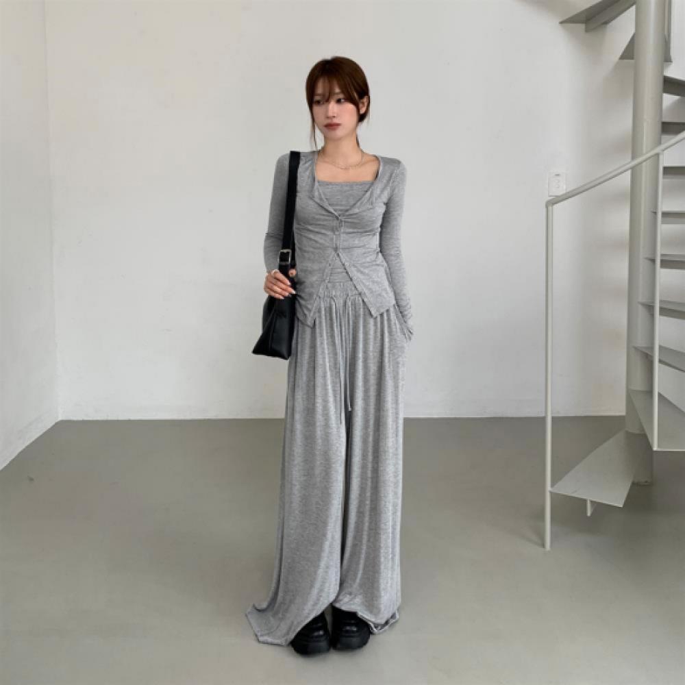 New Arrivals Open Run Women Rayon Long Sleeve T shirT And bAnding panTs seT